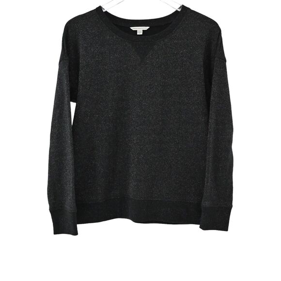 AMERICAN EAGLE Sweater Womens Size M Black Shimmer Cotton Blend Sweatshirt Style - Picture 1 of 12